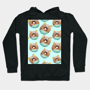 kawaii food cute mint green cartoon bear donuts Hoodie